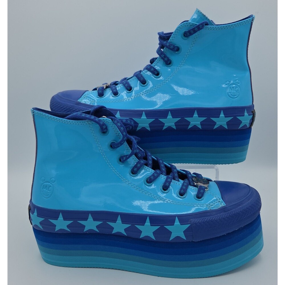 Miley Cyrus Converse Chuck Taylor Platform Hi Gnarly Blue Patent Sneakers Size 9